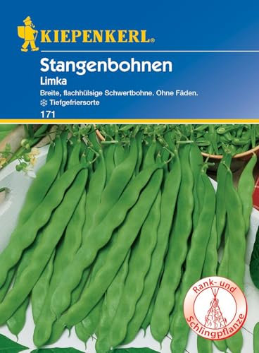 Kiepenkerl Stangenbohnensamen Limka 171 - Mittelfrühe, weißsamige Schwertbohne mit 22-24cm langen und 2 cm breiten Hülsen - Saatgut, Gemüsesamen