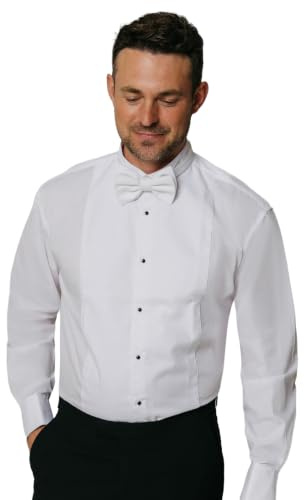 Dobell Mens White Marcella Evening Dress Shirt Regular Fit Wing Collar Stud Button Front-15