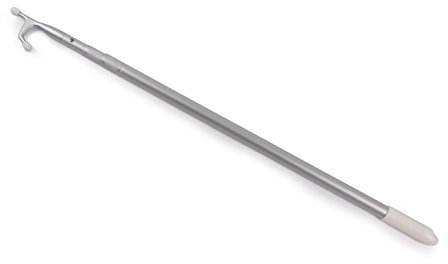 wellenshop universeller Teleskop Bootshaken Aluminium eloxiert 1,50 m - 2,45 m extra lang ausziehbar, 3-Fach Metall, Bootshakenspitze mit Schutzgummi, Schiffshaken teleskopierbar