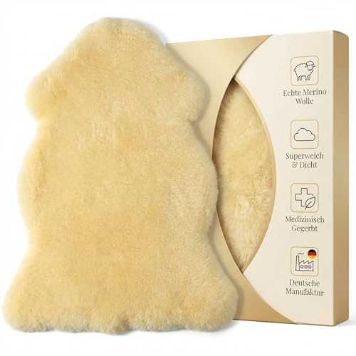 LANABEST - Premium Lammfelle Hundebett 70cm aus echtem Merino-Lammfell. Warm und weich. Medizinische Gerbung, 30°C waschbar, schadstoffarm