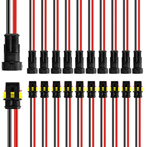 LanHong 12 Kit 2 Pin connettore Impermeabile connettore 16 AWG Maschio e Femmina Modo connettore 2 Fili connettore a sgancio rapido per Auto Camion Moto Barca