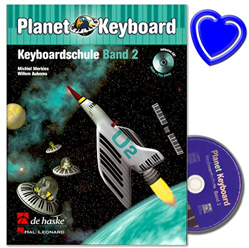 Planet Keyboard Band 2 - Keyboardschule mit CD von Michiel Merkies - mit bunter herzförmiger Notenklammer