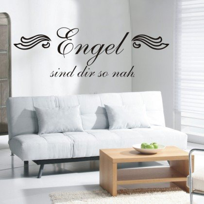 Indigos UG Wandtattoo Wohnzimmer w042 Spruch Engel sind dir so nah Frau Sexy Girl 80x25, silber - zur modernen Wandgestaltung im Innenbereich - als Aufkleber für Möbel, Türen und Wände
