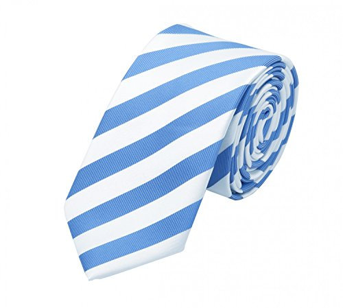 Fabio Farini - Gestreifte Herren Krawatten in 6cm/8cm Breite - Schmale und Klassische Schlipse hellblau royalblau weiß 8cm