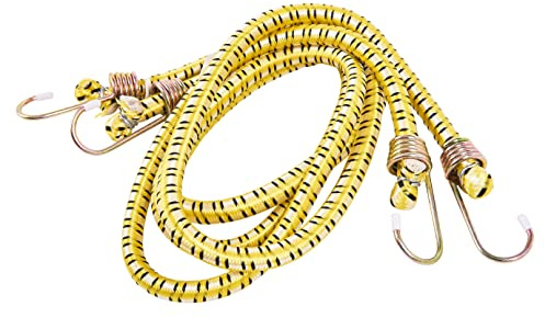 Amtech 2pc Bungee Cords, Robust 12 mm with Metal Hooks and Rubber Stops, Flexible Hold for Tarps, Vehicles and Outdoor Gear, 48