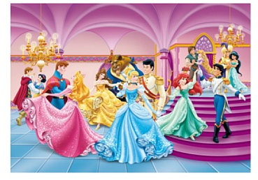 AG Design FTDs1928 Disney Princess Prinzessinen, Papier Fototapete Kinderzimmer - 255x180 cm - 2 teile, Papier, multicolor, 0,1 x 255 x 180 cm