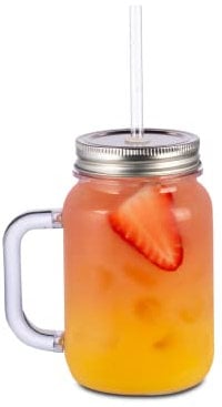 Plastic Mason Drinking Jar Glasses 20oz / 568ml - Set of 4 - bar@drinkstuff BPA Free SAN Plastic Drinking Jars with Lid & Straw