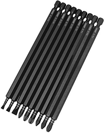 Erbauer Impact Screwdriver Bits Set 150mm 9 Pieces