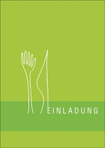 Kartenkaufrausch Designer Einladungskarte zum Essen mit Gabel und Messer in knatsch grün • Klappkarte mit Umschlag um Sich mit Freunden & Familie Netter Runde zu treffen