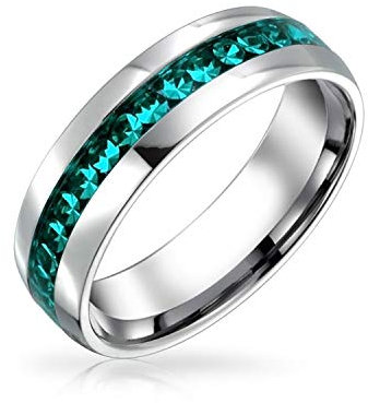 Bling Jewelry Aqua Crystal Ewigkeitsbandring Für Frauen Und Männer Im März Geburtsmonat Aus Silberfarbenem Edelstahl