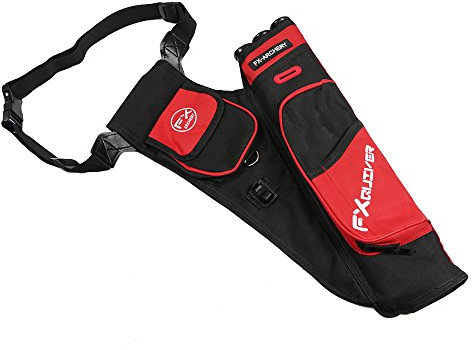 Huntingdoor Bogenschießen Köcher für Pfeile 3-Röhrenköcher Pfeile Halter Bogensport Seitenköcher Verstellbarer Schultergurt (Rot)