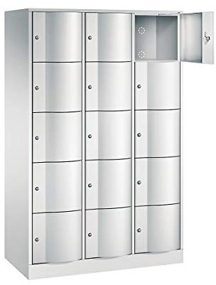 CP Schließfachschrank - HxBxT 1950 x 1150 x 540, 15 Fächer - lichtgrau RAL 7035 / lichtgrau RAL 7035 - Kleiderschrank Kleiderspind Schließfach Schließfachschrank Spind Umkleideschrank