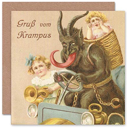 Wee Blue Coo Krampus Alpen Anti Santa Lustig Weihnachtskarte