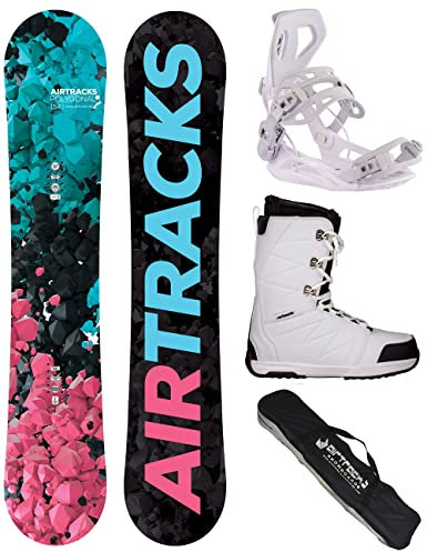 Airtracks Damen Snowboard Set Freestyle Freeride Polygonal Hybrid Rocker 154 + Bindung Master W + Boots Star W 41 + Sb Bag / 138 144 147 154 cm