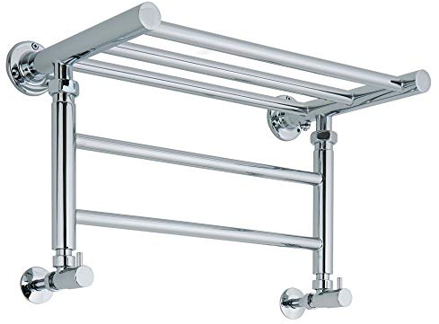MILANO Chrome Ladder Style Heated Towel Rail Heated Shelf 294 x 532mm | Steel Construction. Generous Heat Output. Traditional Style. Straight Bar Design. Central Heating Operation.