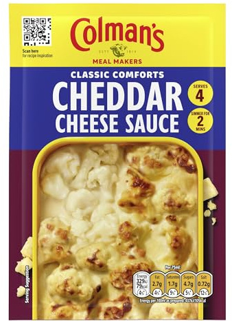 Colman's Classic Comforts Cheddar Cheese Sauce Meal Maker perfect with vegetables and pasta quick to prepare sauce mix 40 g