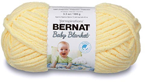 BERNAT BABY BLANKET -100G- BABY YELLOW | #6 Super Bulky Yarn, 100% Polyester, Soft Baby Blanket Yarn for Crochet, Knitting & Crafts, 72yds, 100g/3.5oz, 1 Pack