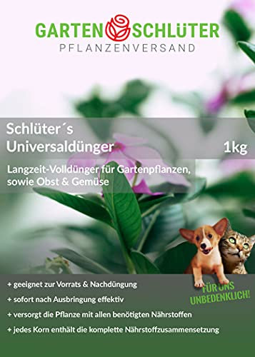 Universaldünger NPK-Dünger mit Eisen, Stickstoff, Radigen ® - Langzeitdünger für Blumen, Garten- und Balkon-Pflanzen - 1 kg Pflanzendünger von Garten Schlüter