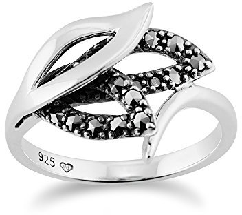 Gemondo Jugendstil Ring, 925 Sterlingsilber 0.19ct ct Markasit Jugendstil Stil KRONENRING