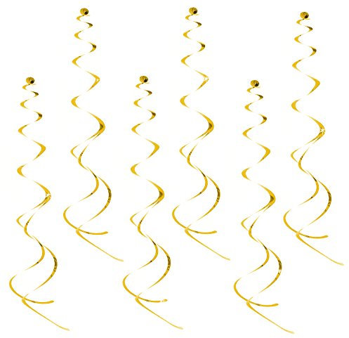 Oblique Unique® Deckenhänger 6 Stück Spiral Girlanden - Farbe wählbar (Gold)