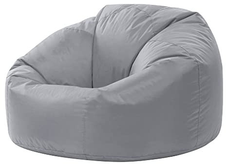 Bean Bag Bazaar Kingston Outdoor Beanbag, Grey, Water Resistant Fabric, Large Bean Bag with Filling Included, Floor Chair, Garden Chair, Outdoor Seating, Garden Furniture