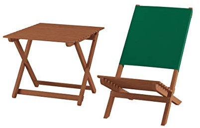 Erst-Holz Klappstuhl Strandstuhl Anglerstuhl Gartenstuhl Stuhl zum Zusammenstecken grüner Bezug V-10-352, Ausstattung:mit Tisch
