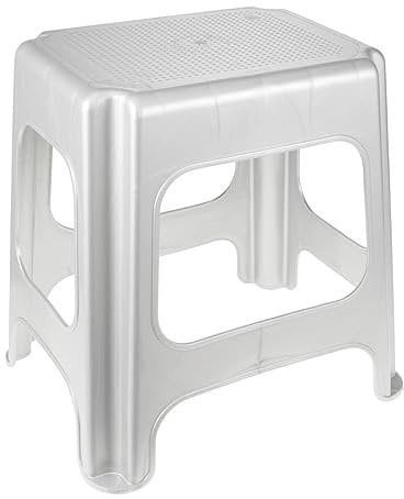 keeeper Maxi-Hocker, Anti-Rutsch-Gummierung, Polypropylen, 41 x 33,5 x 42,5 cm, Max, Silber