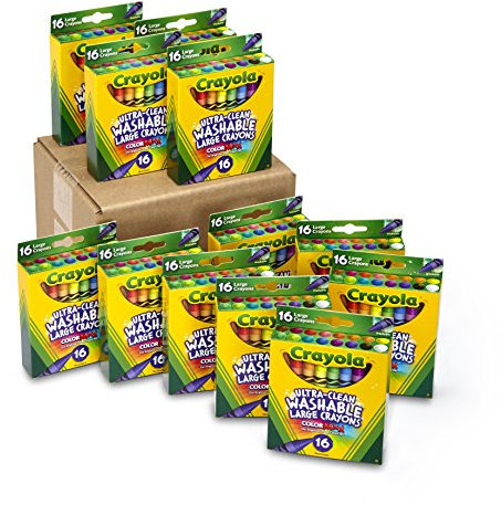 Crayola Ultra Clean Washable Large Crayons, Bulk School Supplies, 12 Packs of 16 Count