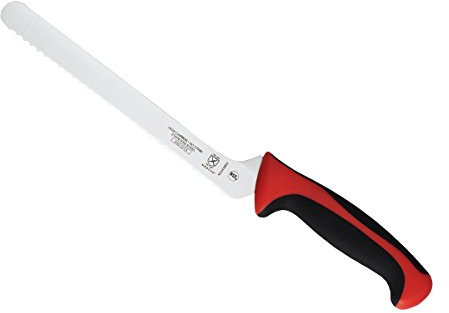 Mercer Culinary M22418RD Millennia Offset Bread Knife with Wavy Edge, Red, 8-Inch
