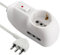 Electraline 62023 Multipresa Protetta, Cavo da 1 m, 3G0.75, Spina 10 A, Prese 1 Italiana/Tedesca e 2 Bipasso 10/16A, Interruttore di sicurezza, Bianco, 1m