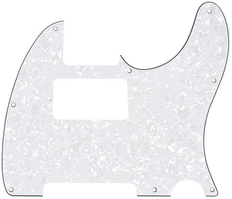 Musiclily 8 Löcher Humbucker Tele Pickguard Gitarre Schlagbrett für Fender American/Mexican Standard Telecaster Modern Style E-Gitarre,4 lagig White Pearl