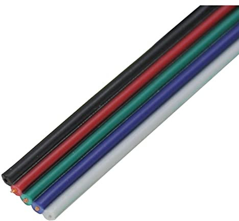 5m RGBW LED Verlängerungskabel Flachleitung Rot Grün Blau Weiß Schwarz