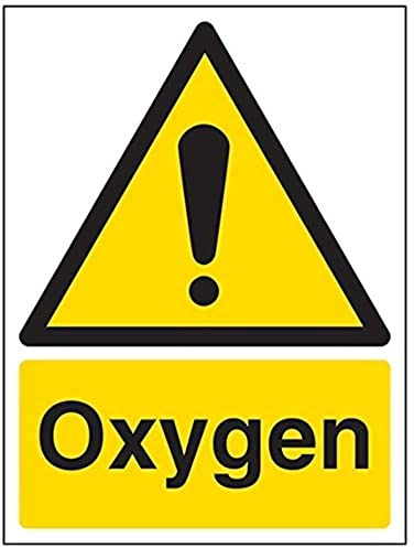 V Safety Oxygen Warning Sign - 150mm x 200mm - 1mm Rigid Plastic
