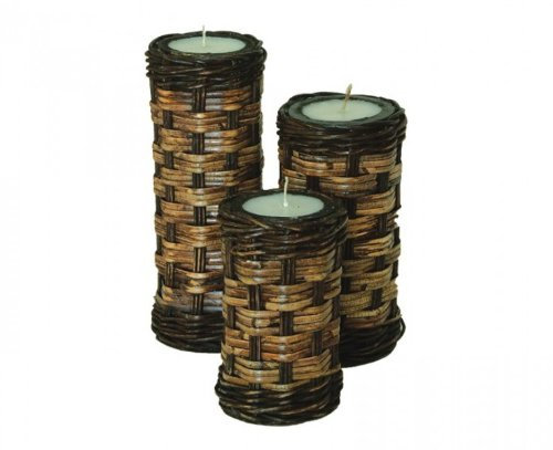 Teelicht Rattan hell in 3 verschiedenen Größen oder im Set, Natur, Grösse:ca. 25 cm