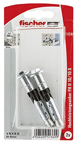 fischer 051369 SB-K, Inhalt: 2 x Hochleistungsanker FH II 10/10 S (6kt-Schraube)