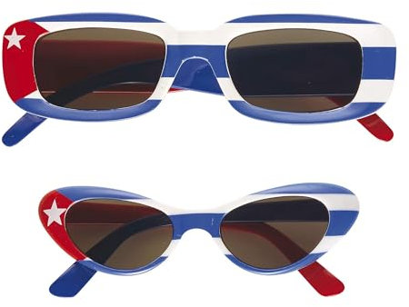 Widmann 6657H - Brille Kuba, 2 Modelle sortiert, blau-weiß-rot, Fanbrille, Mottoparty, Karneval, WM