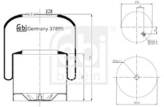 febi bilstein 37899 Luftfederbalg mit Stahlkolben, 1 Stück