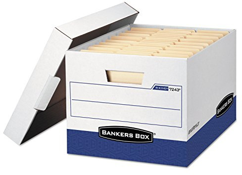 Bankers Box 07243 Storage File, Letter/Legal,12-Inch x15-Inch x10-Inch, 12/CT, White/Blue
