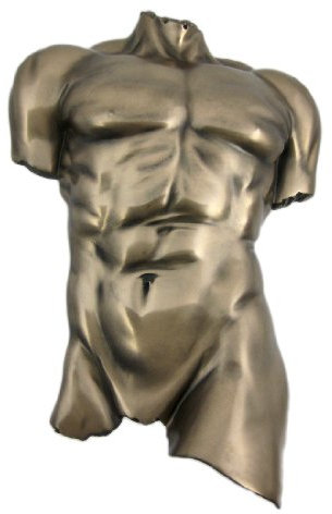Bronze-Finish, nackter männlicher Torso Wandbehang, Figur Anatomie