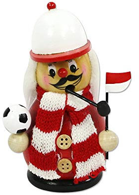 Dekohelden24 Ruchermann als Fussballer, Rot / Wei, Kunststoff, ca. 12 cm