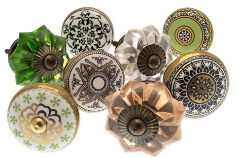 Juego de tiradores para muebles, estilo vintage, de cerámica y porcelana (8 unidades)