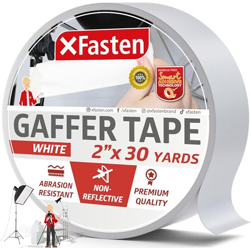 XFasten Nastro Gaffer professionale, 2 pollici x 30 yarde (50,8mm x 27,43m) (bianco)