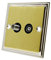 Slimline Duo Satin Brass Polished Chrome TV & Sky Socket Black Insert - Aerial Coaxial and Satellite Socket