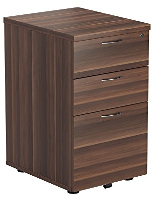 Office Hippo Heavy Duty Pedestal Filing Cabinet, File Cabinet, Office Cabinet with Anti-Tilt Mechanism, Lockable Filing Cabinet, Versatile Under Desk Office Storage - Dark Walnut, 3 Drawer