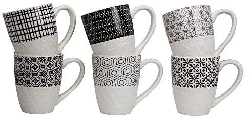 Ard'time - Mug Komae noir et blanc 310 ml lot de 6