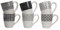 Ard'time - Taza Komae negra y blanca, 310 ml, lote de 6