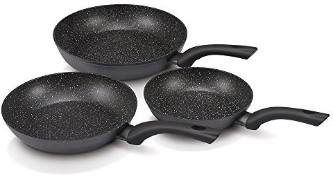 Kitchen Fun by Beka 12903764 Lot de 3 Poêles Kitchen Roc en aluminium aspect forgé 20/28 cm