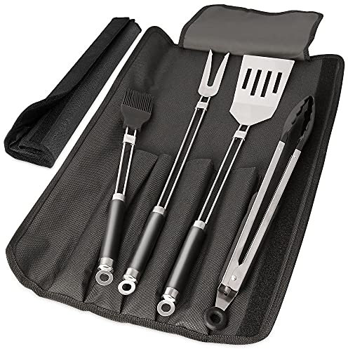 bremermann 1516 Grillbesteck-Set, 5-teilig aus Edelstahl mit Tasche