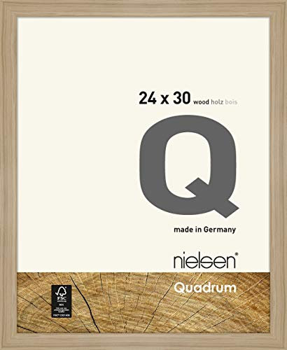 nielsen Bilderrahmen, 24 x 30 cm, Holz, Eiche Natur, Rahmen zum Aufhängen im Hoch- & Querformat, Echtglas, Quadrum