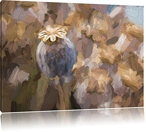 Pixxprint Mohnkapsel der Mohnblume Kunst, Größe: 100x70cm, Leinwandbild, fertig gespannt, Wandbild, Dekoration, Kunstdruck, kein Poster
